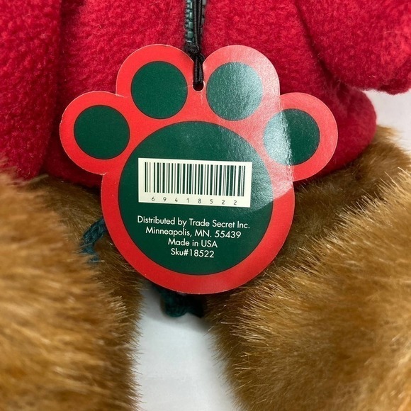VINTAGE 2000 Russ T McBear 18" Jointed Plush Bear Vest Hat Mittens Trade Secret - Picture 6 of 15